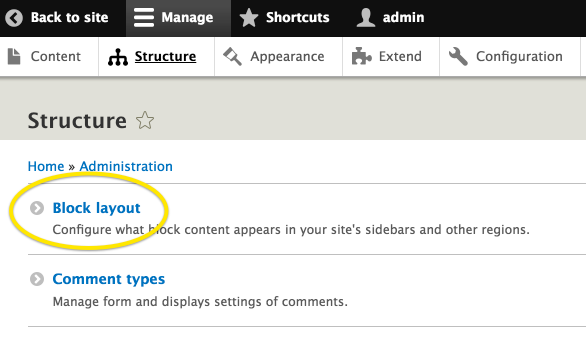 The block layout button