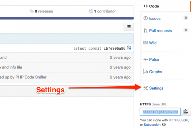 Link to Github repository settings
