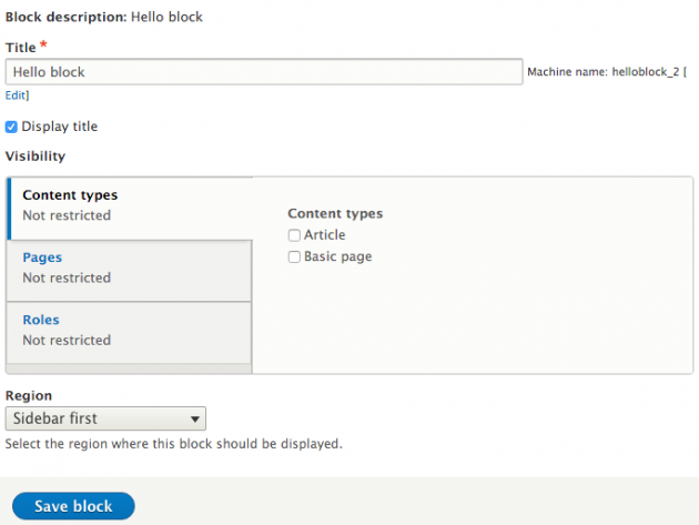 Configure block form