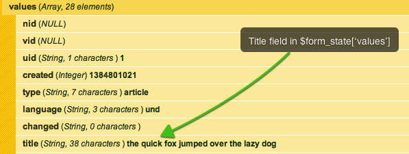 Title field in form state array