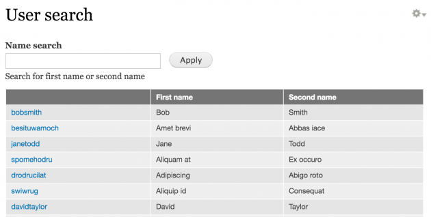 Drupal view of users with the single search box