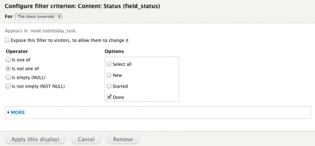 Adding status filter